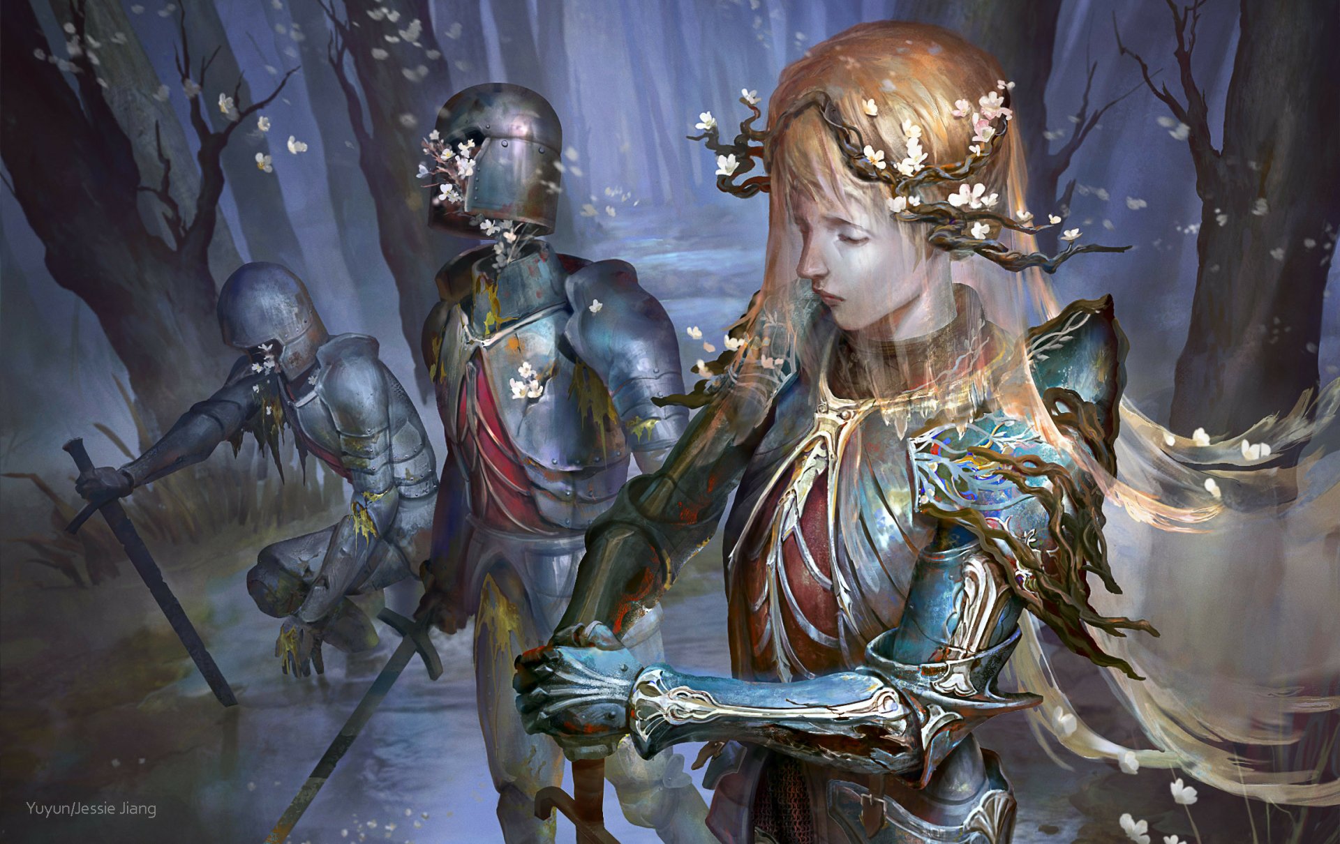 Download Undead Fantasy Woman Warrior HD Wallpaper by Jessie Jiang