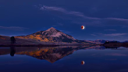  Lunar eclipse above Mount Crested Butte, Colorado