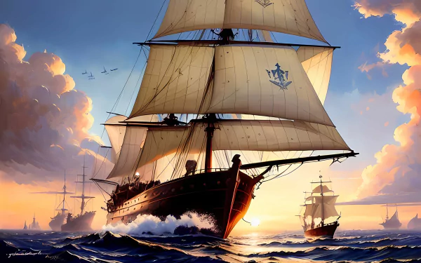 Pirate ship in ocean