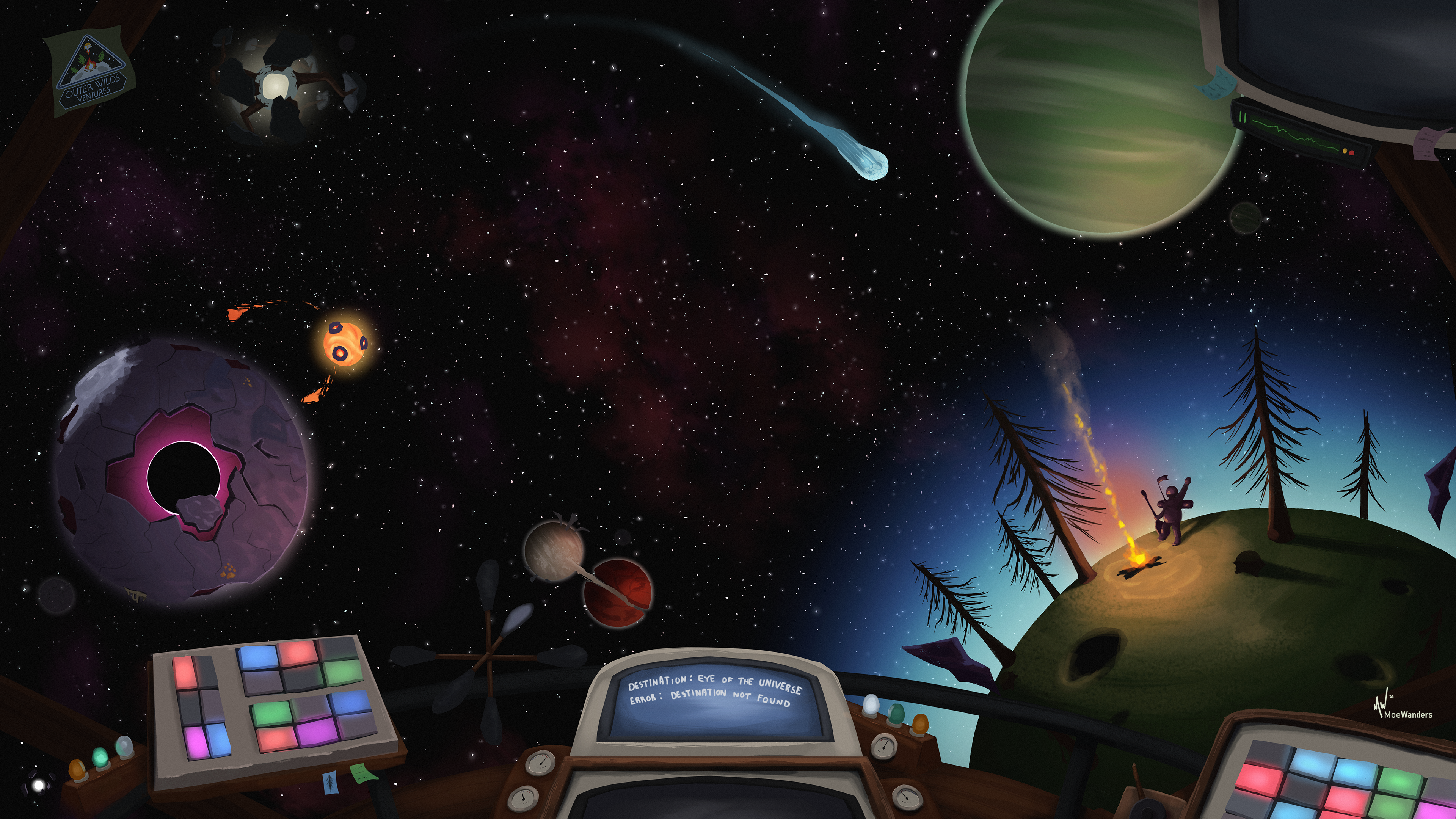 Download Stars And Planets From Outer Wilds Wallpaper