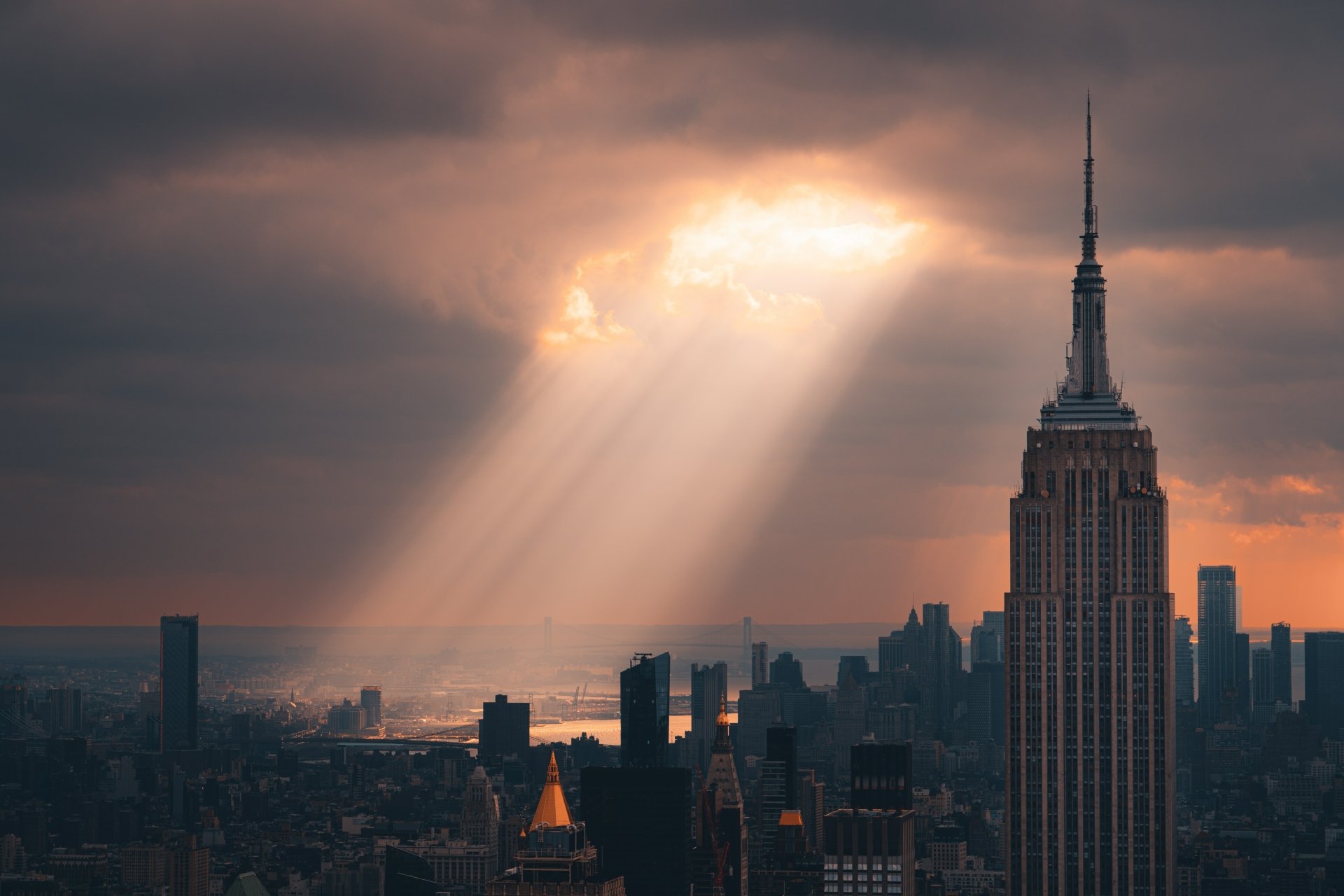 New York City Midtown With Empire State Building At Sunset Stock Photo   Download Image Now  iStock