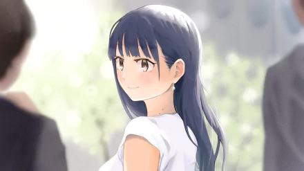 HD PC desktop wallpaper featuring Anna Yamada from the anime The Dangers in My Heart, showcasing her with long dark hair and a gentle expression.