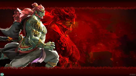 HD PC desktop wallpaper featuring Ganon from The Legend of Zelda: Tears of the Kingdom, captured in a dramatic red-toned video game scene.