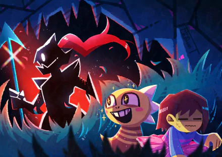 Undyne (Undertale) Monster Kid (Undertale) Frisk (Undertale) video game Undertale HD Desktop Wallpaper | Background Image