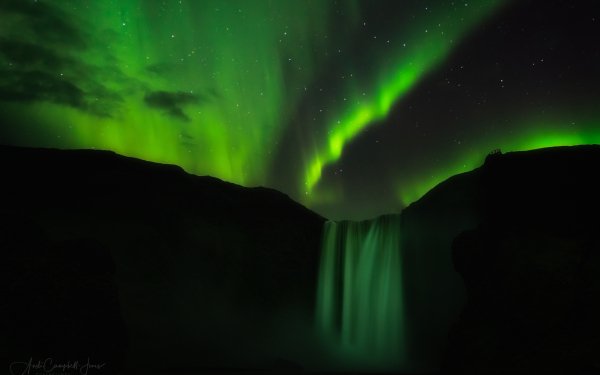Nature Skógafoss Waterfalls Aurora Borealis HD Wallpaper | Background Image