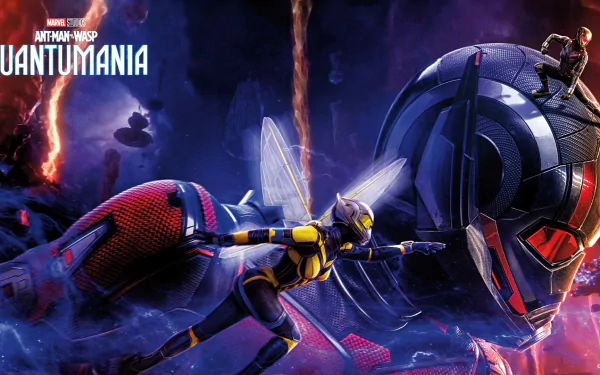 Ant-Man and The Wasp: Quantumania desktop wallpaper featuring a dynamic and colorful design perfect for fans of the movie.