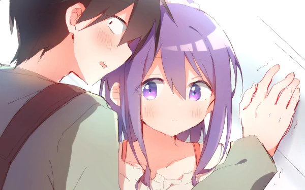 HD anime wallpaper featuring Nagisa Kubo and Junta Shiraishi from Kubo Won't Let Me Be Invisible, capturing an intimate, emotional moment between the characters.