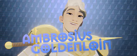 HD desktop wallpaper featuring a character from Nimona with the name Ambrosius Goldenloin displayed.