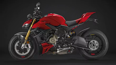 A striking Ducati Streetfighter V4 showcases its sleek design and powerful features, making it an impressive vehicle for motorcycle enthusiasts in this HD wallpaper.