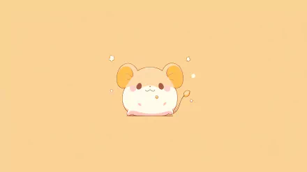 HD desktop wallpaper featuring a cute, kawaii-style artistic drawing of a chubby hamster on a soft peach background, adorned with small, sparkling stars.