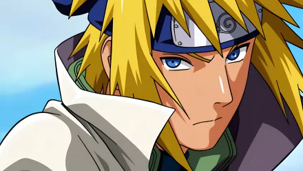 HD desktop wallpaper of Minato Namikaze from the anime Naruto, featuring a close-up of his focused expression.