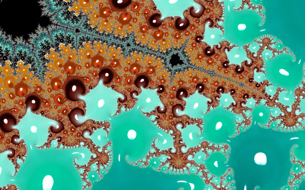  Fractal Art for your Desktop - Turquoise against Orange Candy