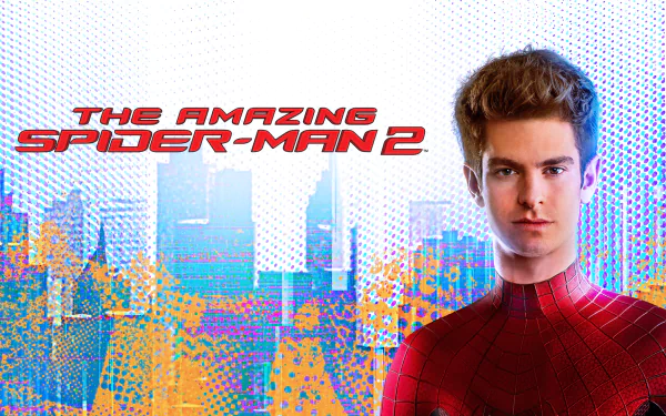 The Amazing Spider-Man 2 HD desktop wallpaper featuring a dynamic movie scene with Spider-Man swinging through the city against a dramatic skyline.