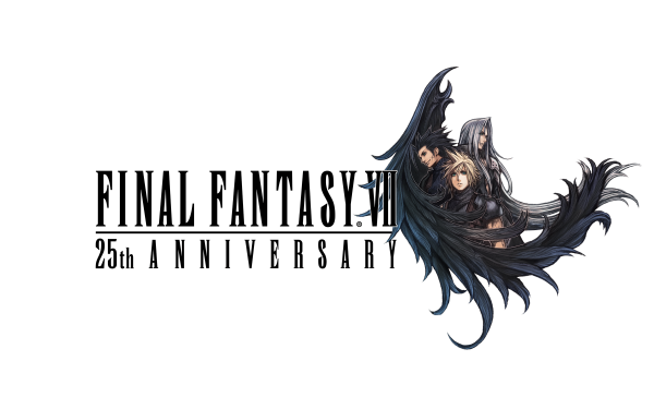 HD Final Fantasy 25th Anniversary desktop wallpaper with logo and character artwork.