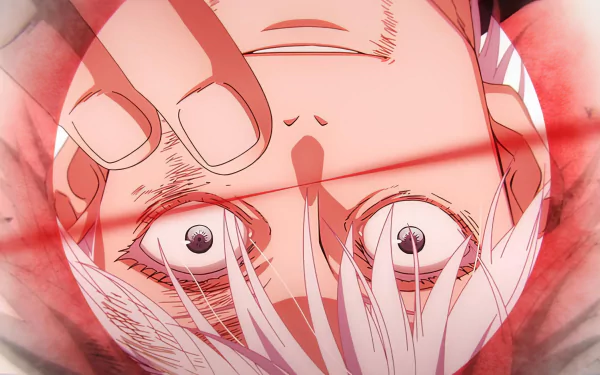 HD desktop wallpaper featuring Satoru Gojo from Jujutsu Kaisen 2nd Season, with a close-up of his blindfolded face.