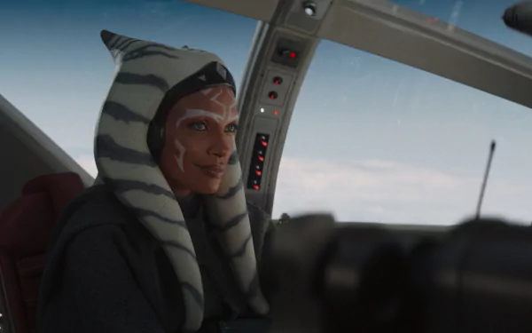HD wallpaper featuring a character inspired by Ahsoka Tano in a cockpit, providing an engaging desktop background for fans.