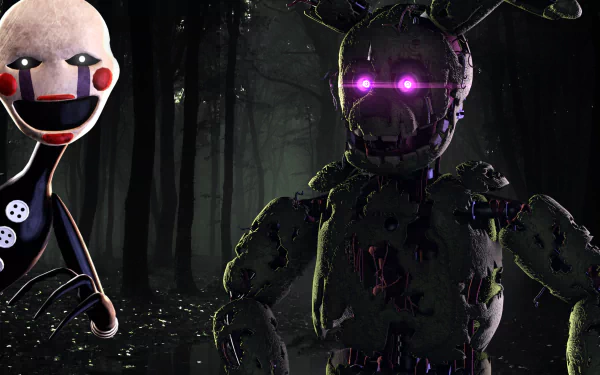 Sinister Springtrap and Puppet from Five Nights at Freddy's in a captivating HD desktop wallpaper.