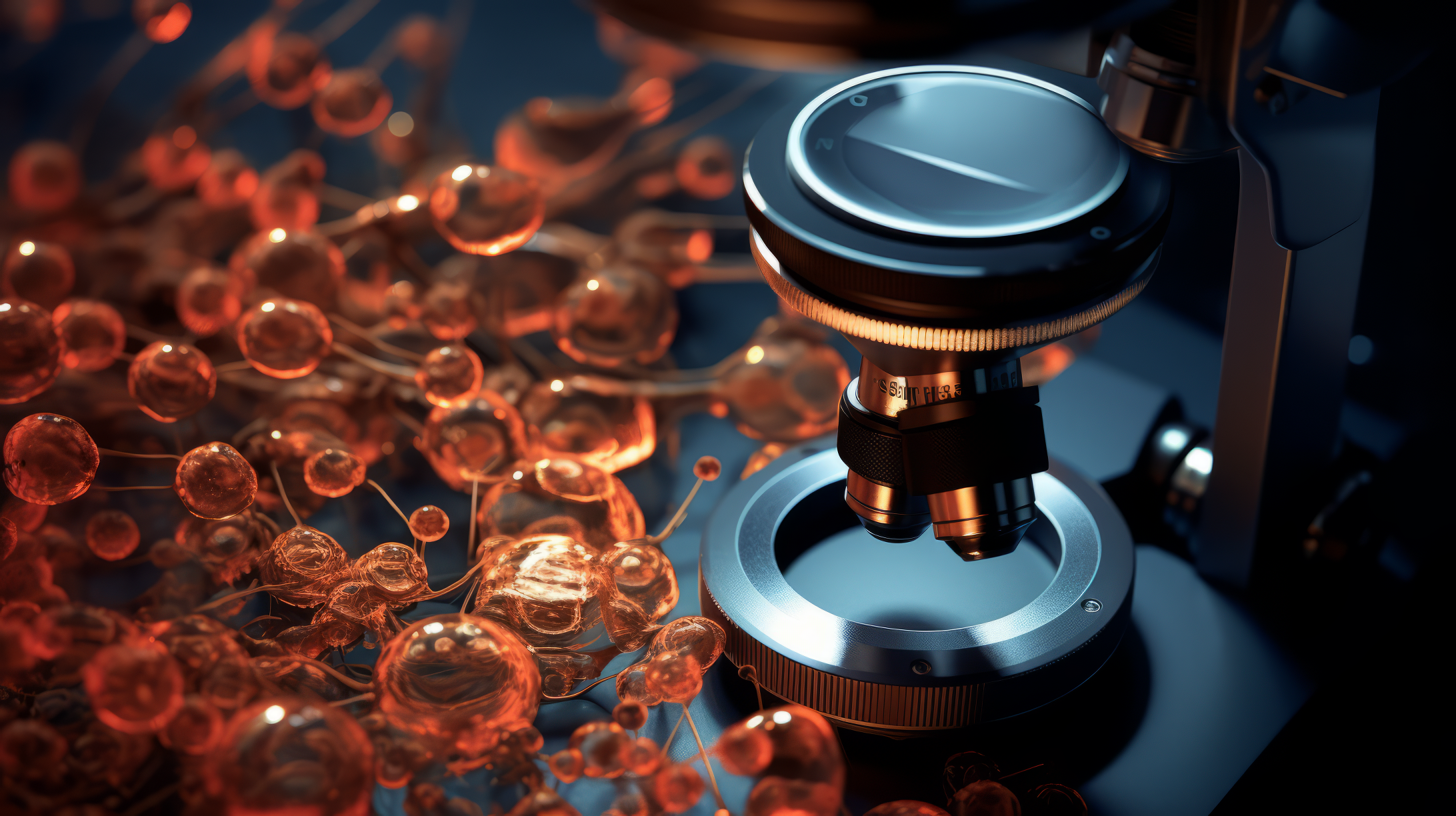 HD wallpaper featuring a close-up view of a microscope with illuminated cells in the background, perfect for medical or scientific-themed desktop backgrounds.