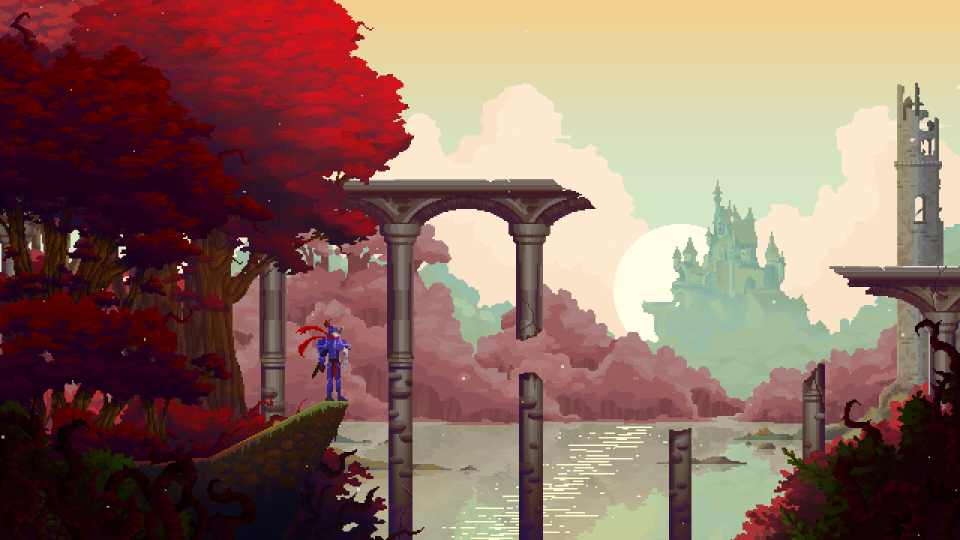 Arte de pixel  Aesthetic desktop wallpaper, Pixel art landscape