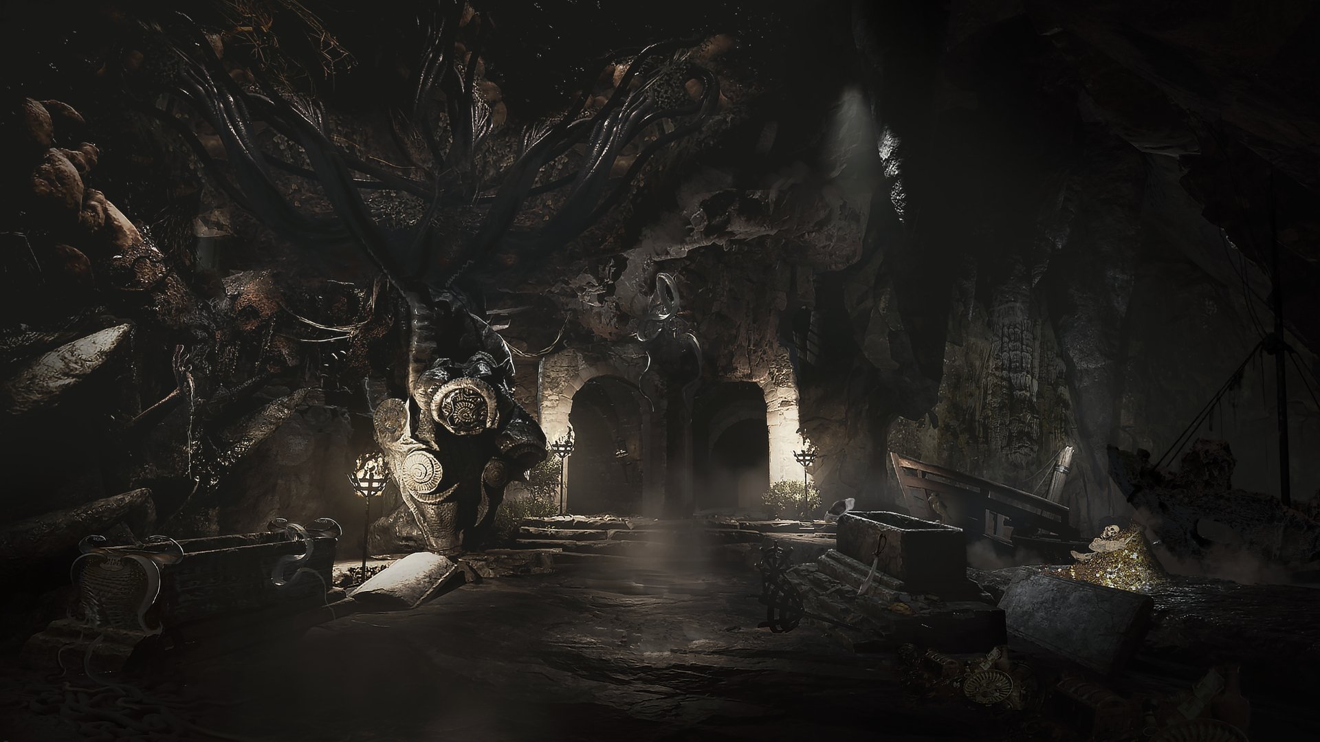 Download Dungeon Sarcophagus Video Game Sherlock Holmes: The Awakened 4k Ultra HD Wallpaper