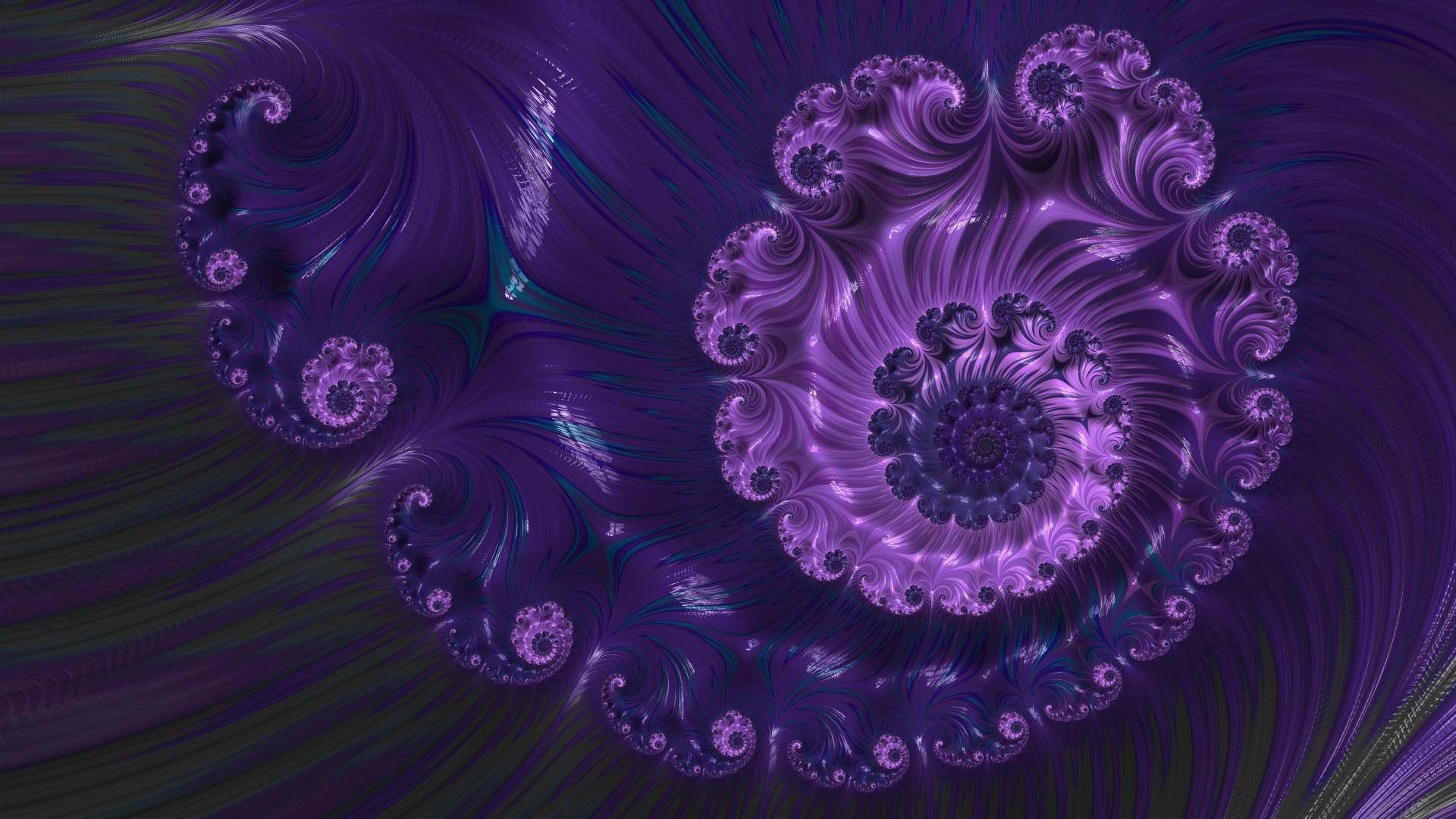 Dark purple abstract fractal art with intricate swirling patterns, rendered in 8K Ultra HD for a vibrant and detailed PC desktop wallpaper and background.