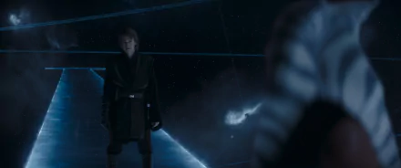 Anakin Skywalker stands in a starry void in a scene from the TV show Ahsoka (2023), creating a captivating HD desktop wallpaper and background.