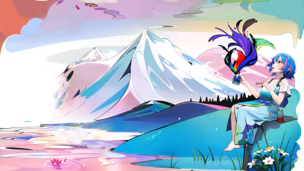 paint mountain lake colorful HD Desktop Wallpaper | Background Image