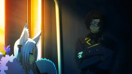 Cid Kagenou and a white-haired character from The Eminence in Shadow are depicted in this dramatic 8K Ultra HD anime desktop wallpaper.