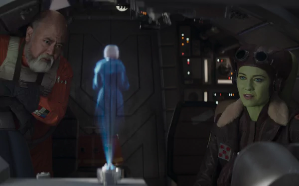 Ahsoka and Hera Syndulla in a spaceship cockpit with a hologram, HD wallpaper and background.