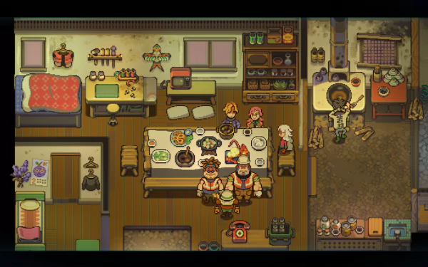HD Eastward: Octopia desktop wallpaper featuring detailed in-game kitchen scene with characters.