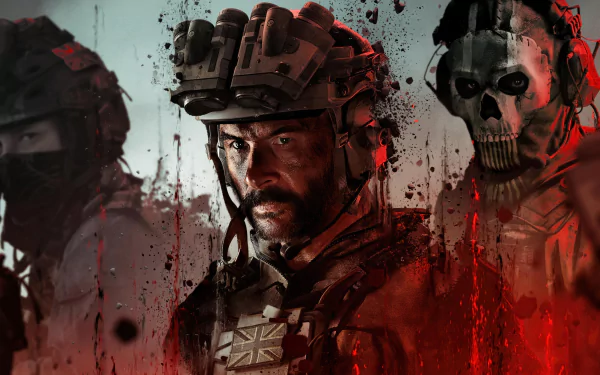 HD desktop wallpaper featuring Captain John Price from Call of Duty: Modern Warfare III, with intense, action-packed imagery of soldiers in combat.