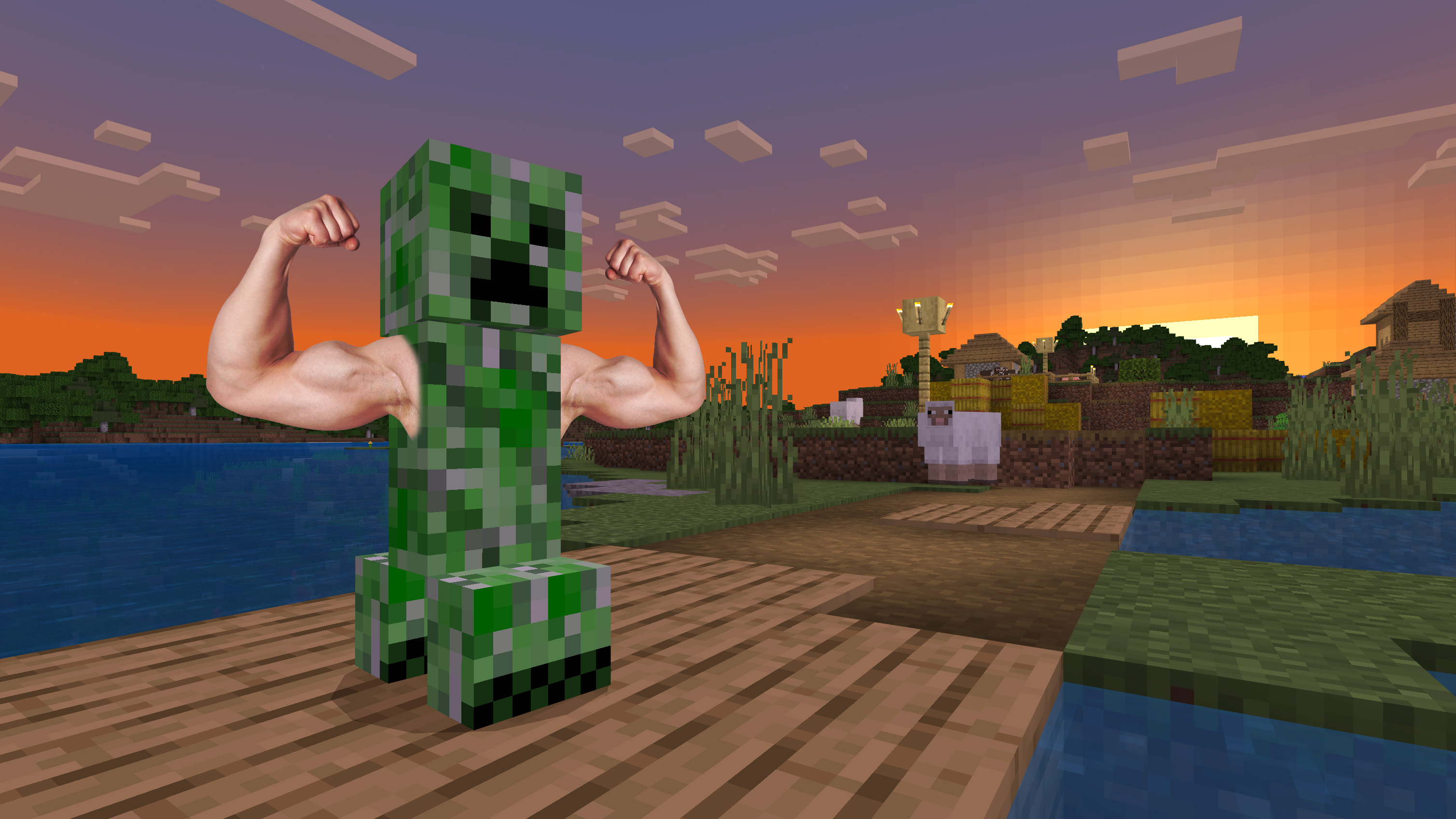 Minecraft Muscle Creeper HD Wallpaper