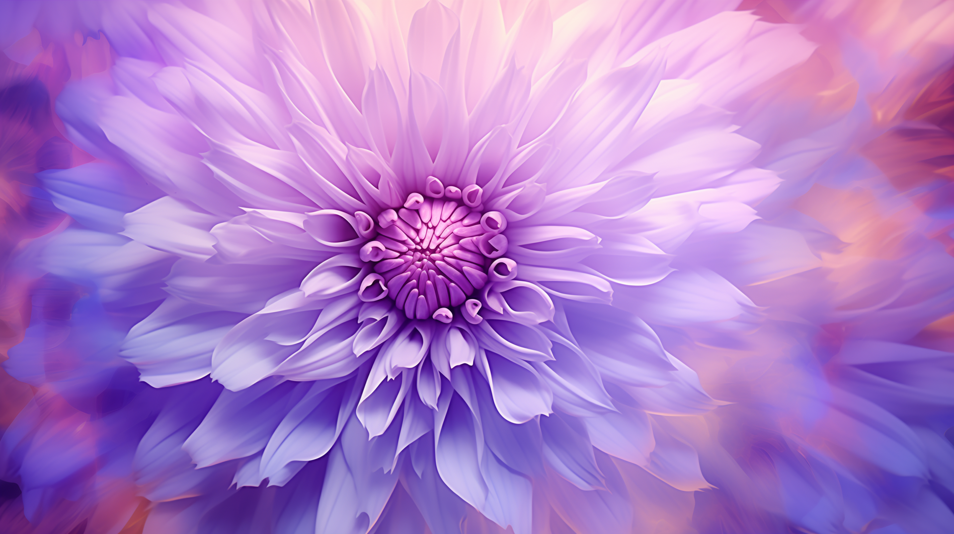 HD desktop wallpaper featuring a close-up of a purple hortensia flower with soft, delicate petals and a vibrant, detailed center.