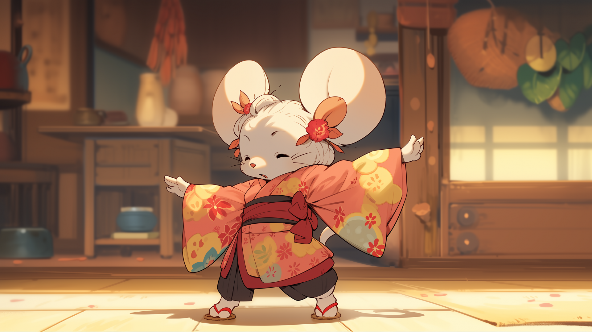 Download Samurai Mouse Japan AI Art HD Wallpaper