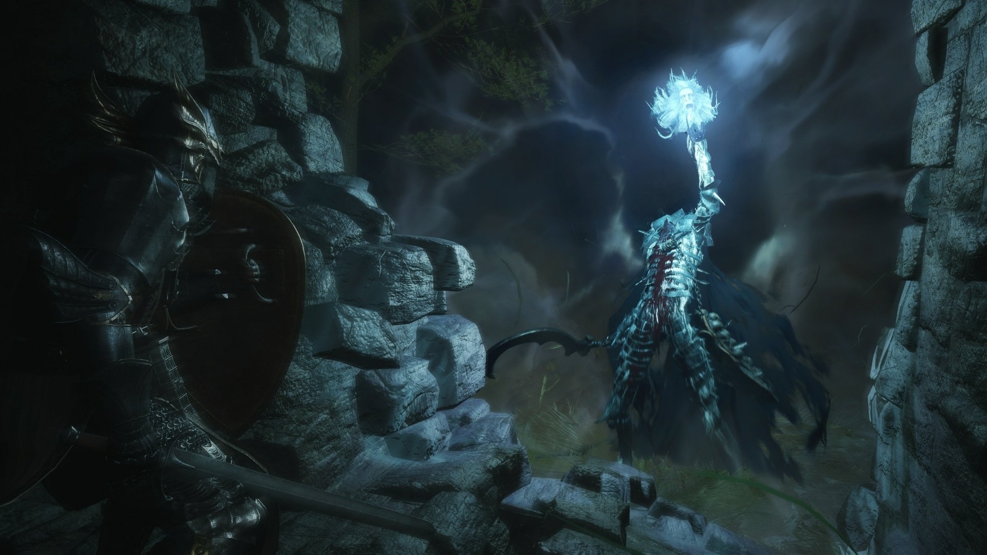 HD desktop wallpaper featuring a mystical dragon from Dragon's Dogma 2 video game, set against a dark, atmospheric backdrop.