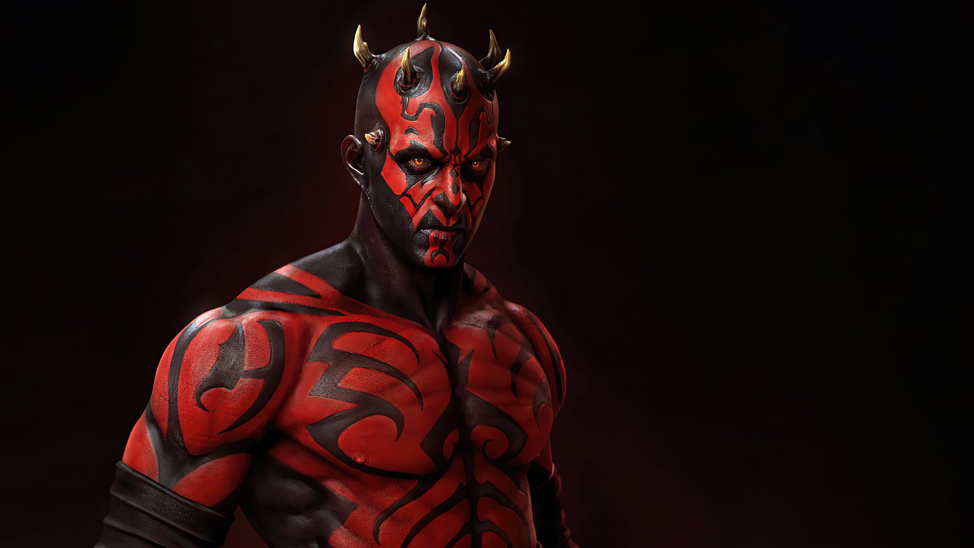 HD desktop wallpaper featuring the character Darth Maul from Star Wars with a dark background.