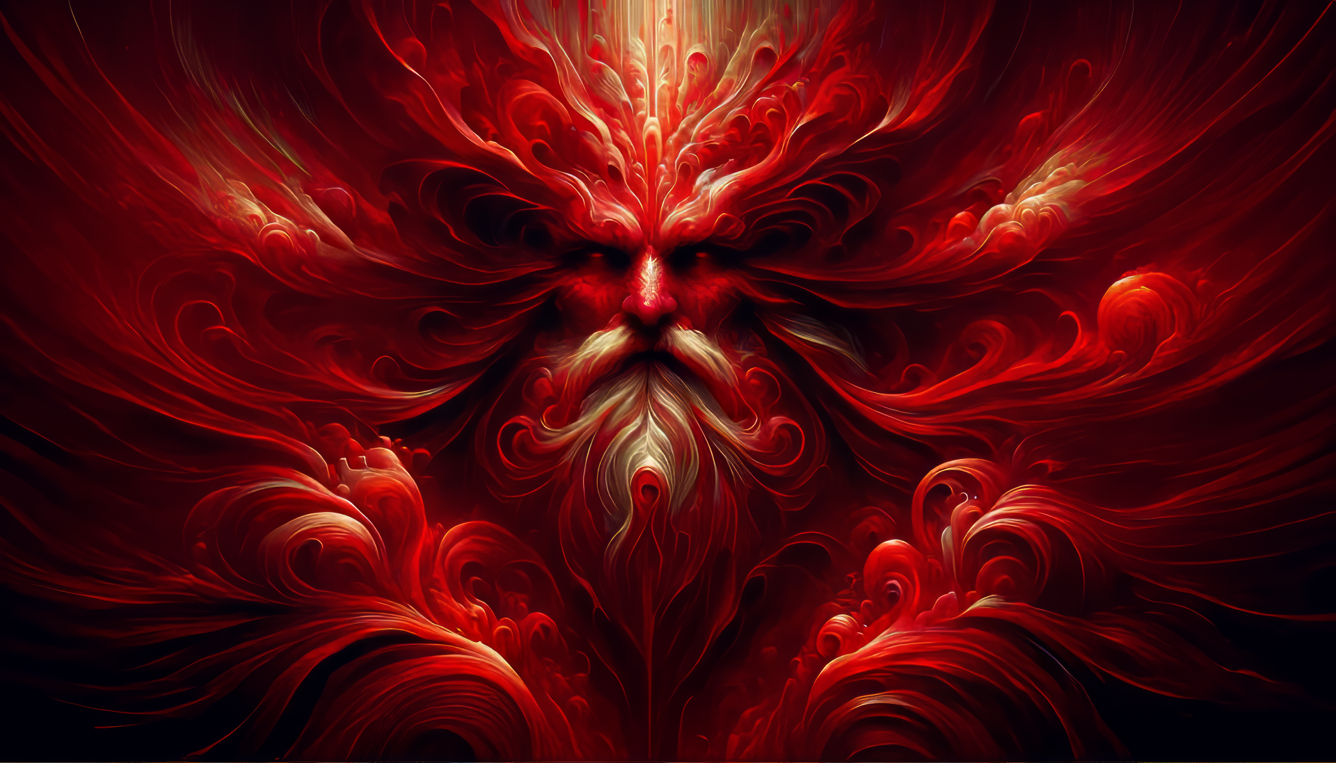 Elder God-themed abstract art in red hues, HD desktop wallpaper and background.