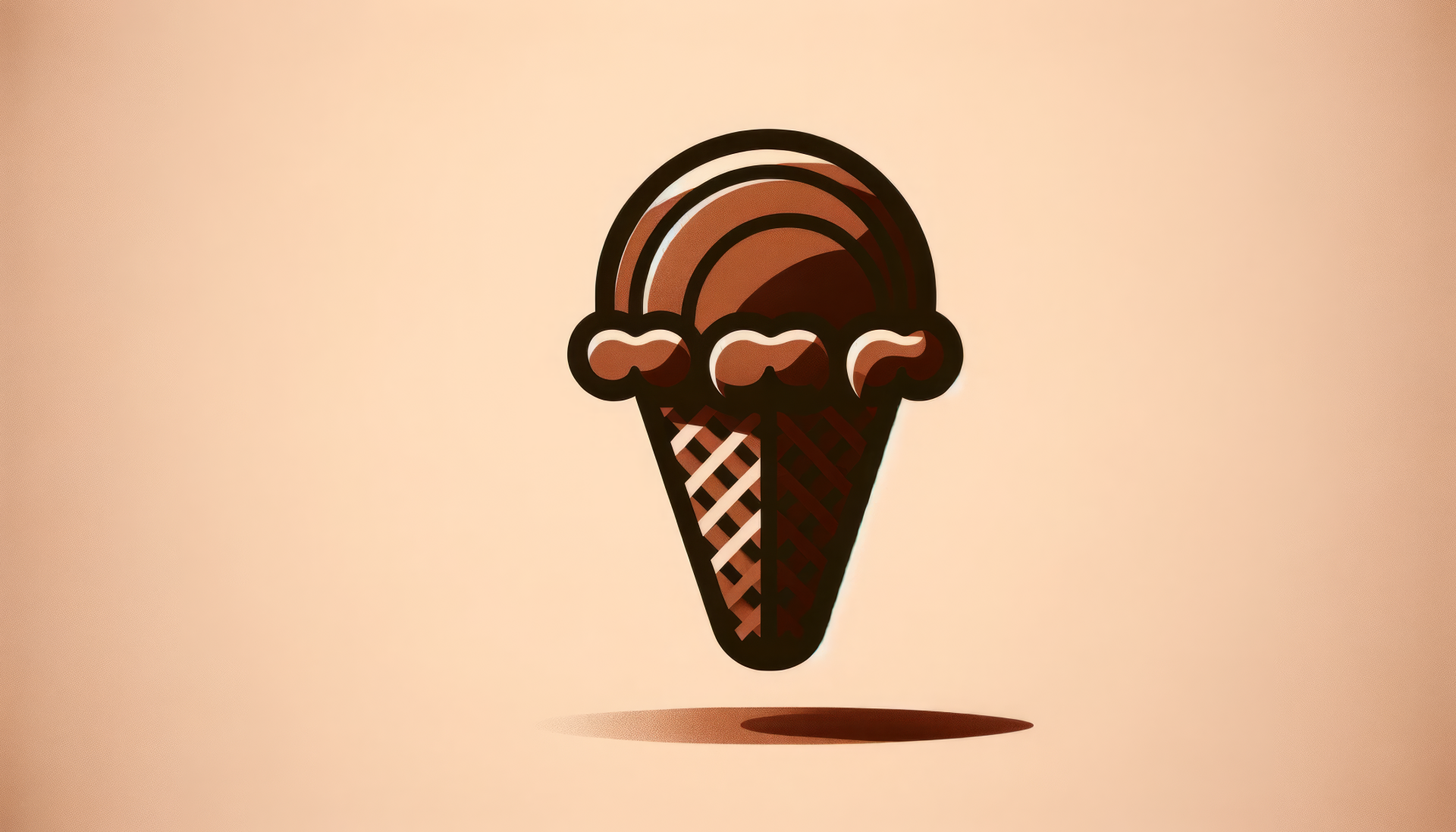 A stylized illustration of a chocolate ice cream cone on a soft background, designed as a high-definition desktop wallpaper that adds a sweet touch to your screen.