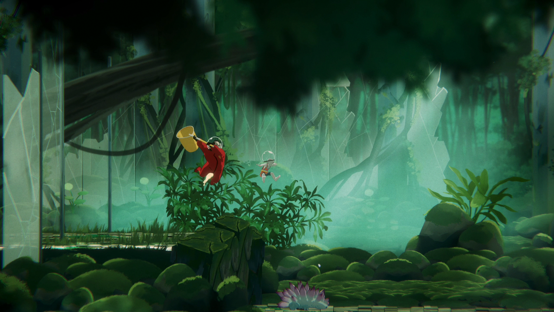 HD wallpaper of The Cub video game with vibrant forest scenery and animated characters for a desktop background.