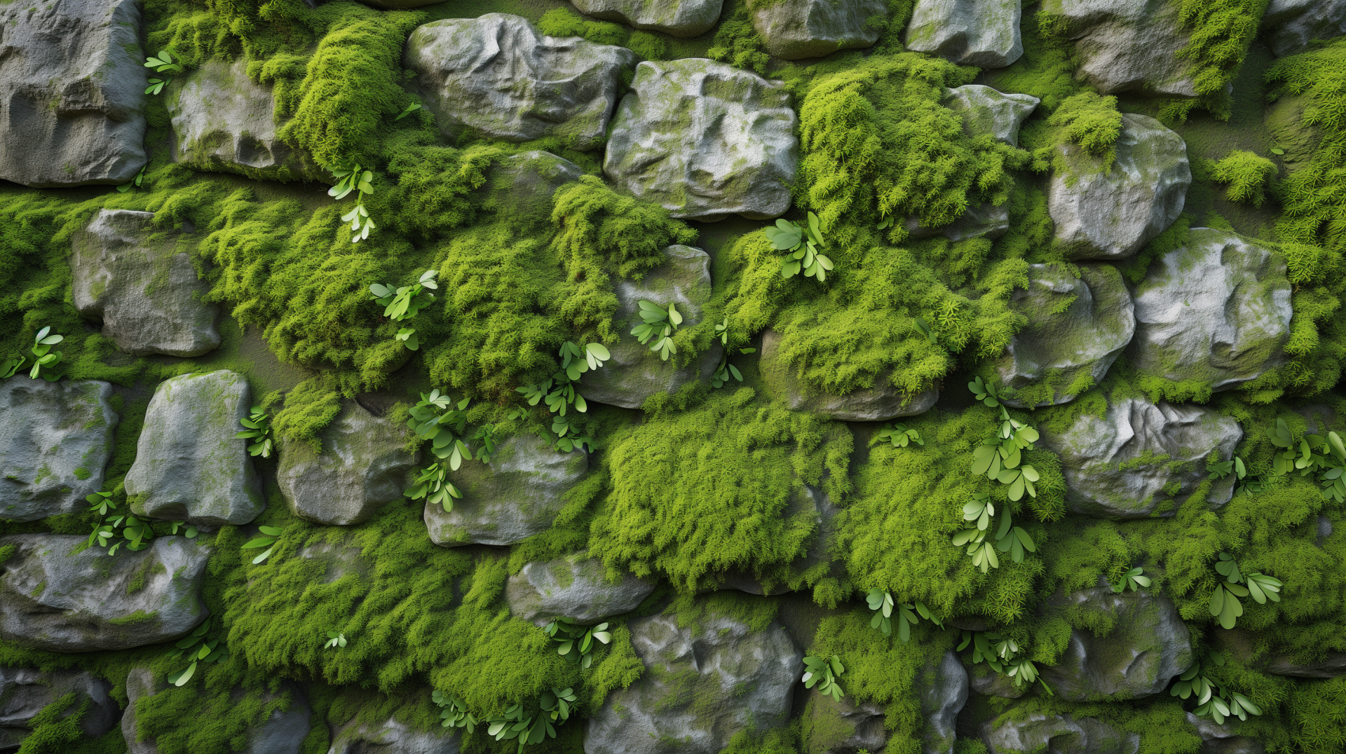 HD wallpaper of a lush moss-covered wall, exuding a serene natural ambiance.