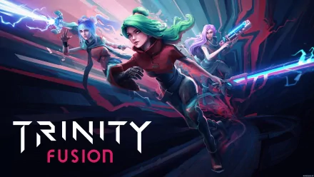 HD wallpaper of Trinity Fusion game with dynamic characters in action for desktop background.