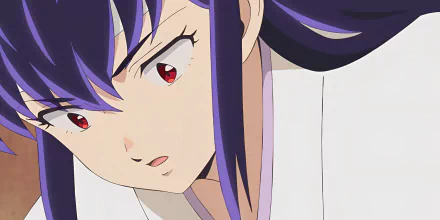 HD desktop wallpaper featuring a close-up of a character from the anime Urusei Yatsura (2022), with purple hair and red eyes.