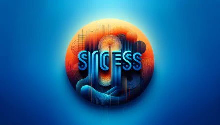 HD desktop wallpaper featuring a vibrant abstract design with the word SUCCESS in bold lettering against a blue gradient background, symbolizing achievement and motivation.