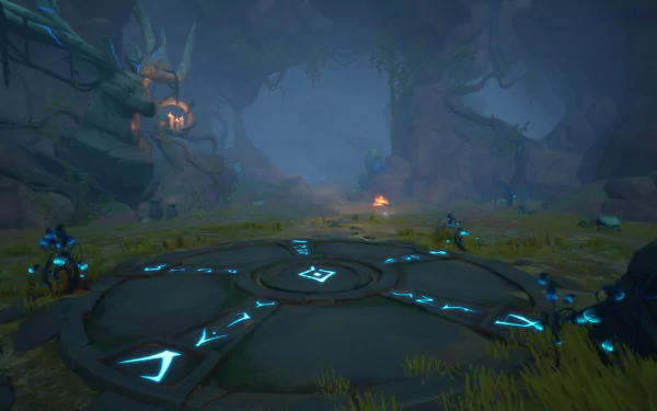 HD desktop wallpaper featuring a mystical Tarisland setting with glowing symbols and alien landscapes.