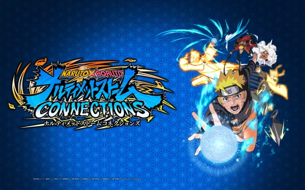 HD desktop wallpaper for NARUTO X BORUTO Ultimate Ninja STORM CONNECTIONS featuring dynamic character graphics on a blue background.
