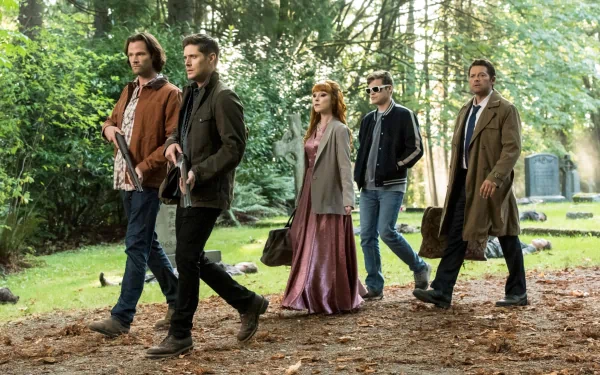 Jared Padalecki Jensen Ackles Dean Winchester Sam Winchester Castiel (Supernatural) TV Show Supernatural (TV Show) HD Desktop Wallpaper | Background Image