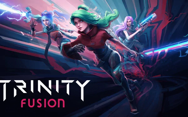 HD wallpaper of Trinity Fusion game with dynamic characters in action for desktop background.