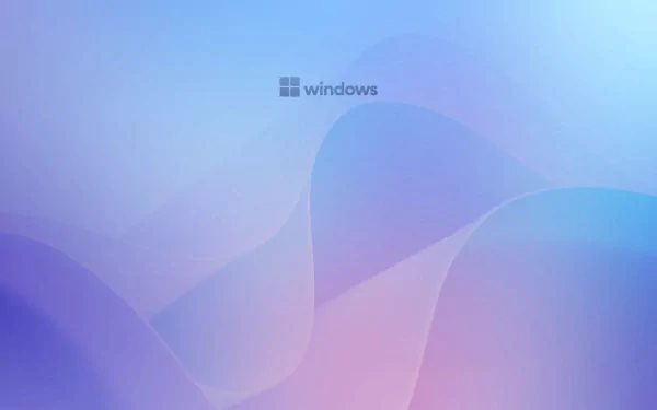 A minimalist 4K Ultra HD Microsoft Windows 11 desktop wallpaper featuring smooth, abstract blue and purple gradients with the Windows logo centered.