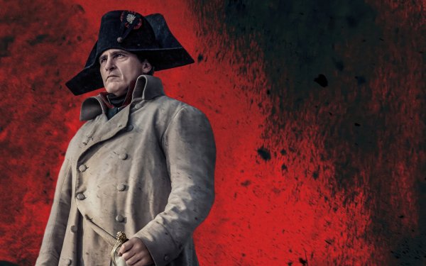 HD desktop wallpaper featuring a representation of Napoleon with a red and black background, ideal for historical themes.