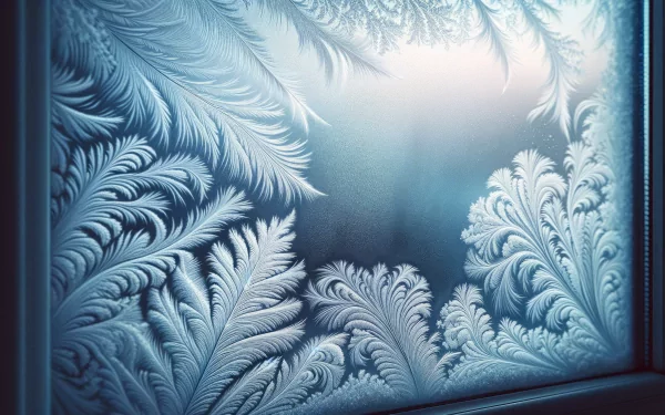 HD Wallpaper of a Frosty Window with Ice Crystal Patterns for Desktop Background